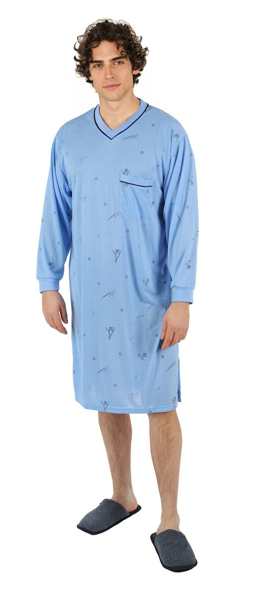 Men's Nightshirt Long Sleeve Nightgown Sleepwear