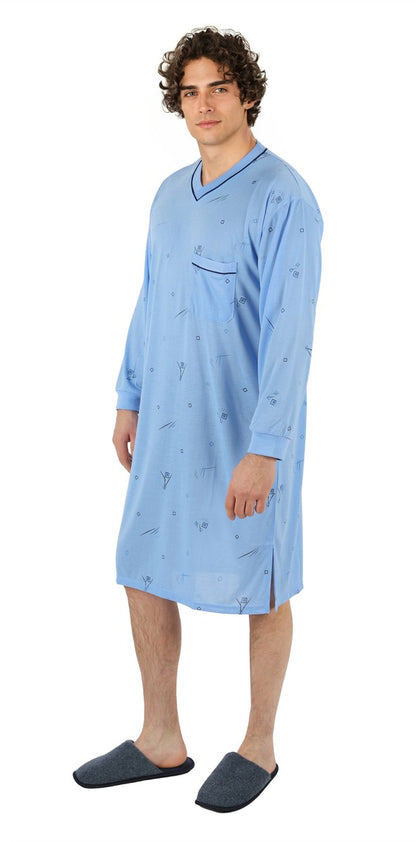 Men's Nightshirt Long Sleeve Nightgown Sleepwear