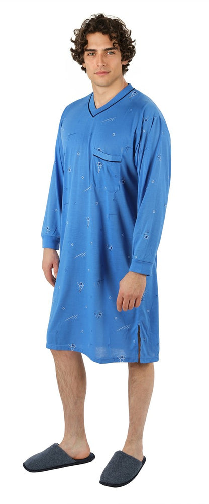 Men's Nightshirt Long Sleeve Nightgown Sleepwear