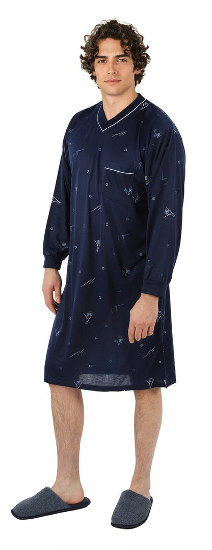 Men's Nightshirt Long Sleeve Nightgown Sleepwear