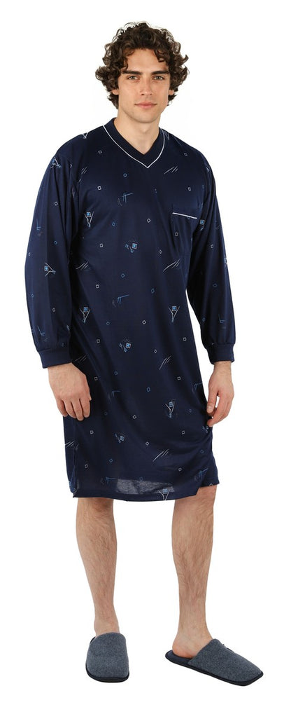 Men's Nightshirt Long Sleeve Nightgown Sleepwear