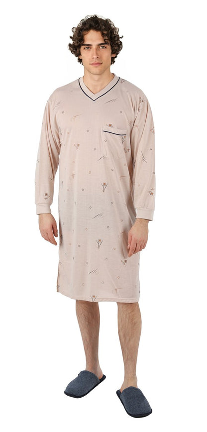 Men's Nightshirt Long Sleeve Nightgown Sleepwear