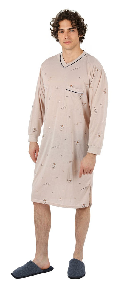 Men's Nightshirt Long Sleeve Nightgown Sleepwear