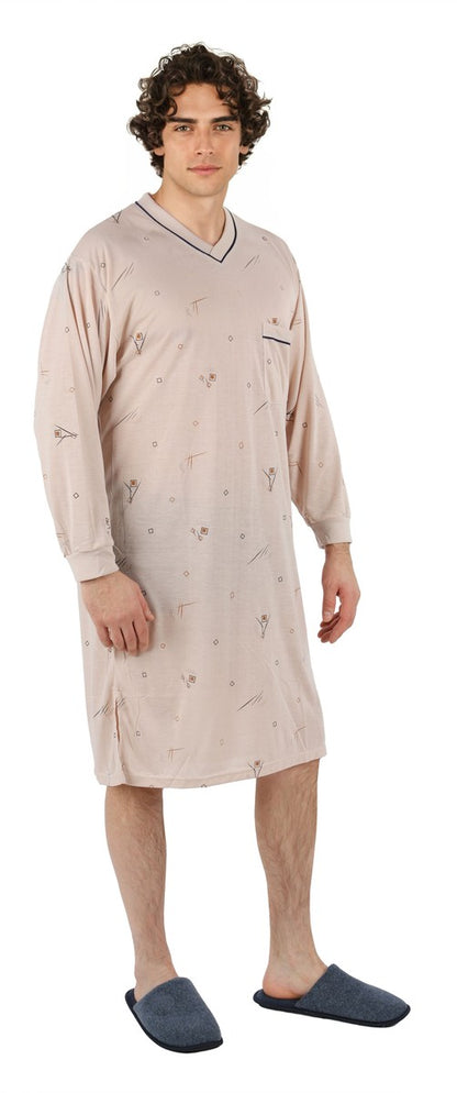 Men's Nightshirt Long Sleeve Nightgown Sleepwear