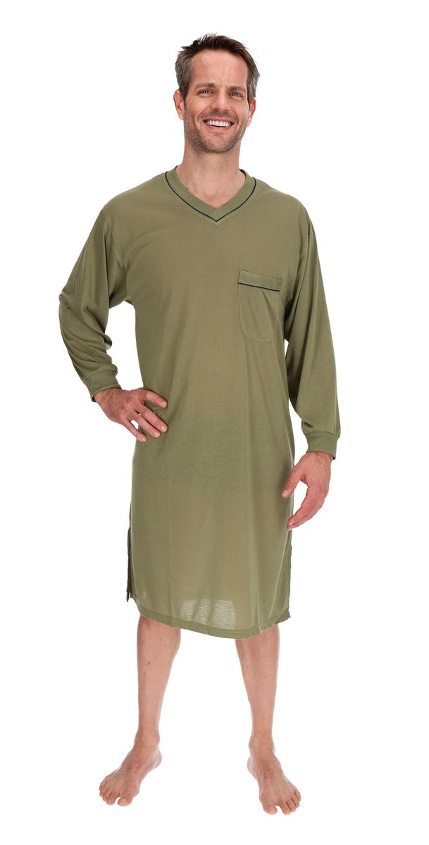 Men's Nightshirt Long Sleeve Nightgown Sleepwear