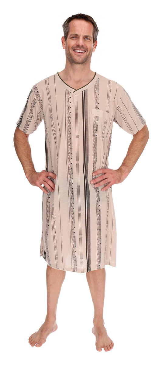 Men's Nightshirt Short Sleeve Nightgown Nightwear