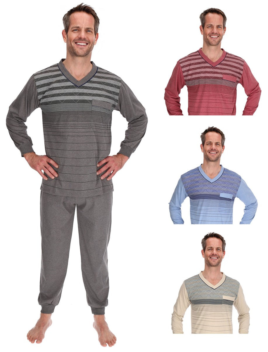 Pyjama Herren lang Shirt+Hose Schlafanzug Schlafkleidung Nachtwäsche Nachtanzug