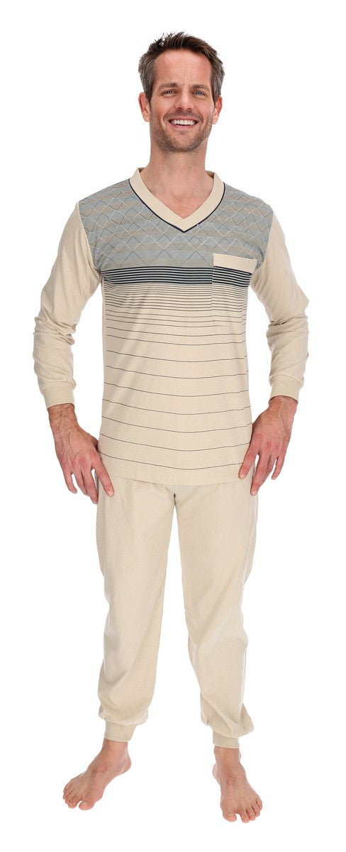 Pyjama Herren lang Shirt+Hose Schlafanzug Schlafkleidung Nachtwäsche Nachtanzug