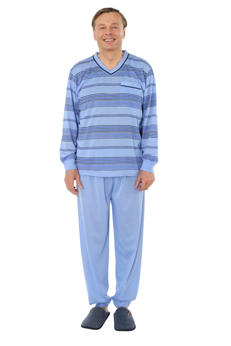 Pajamas Men's long Shirt+Pants Sleepwear Nightwear
