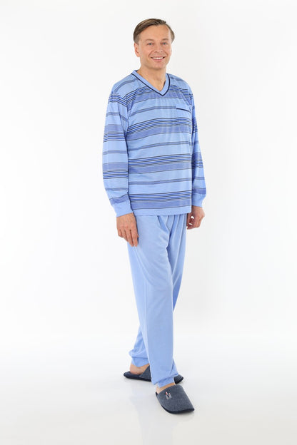 Pajamas Men's long Shirt+Pants Sleepwear Nightwear