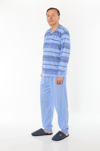 Pajamas Men's long Shirt+Pants Sleepwear Nightwear