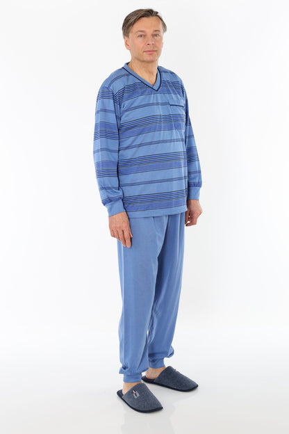 Pajamas Men's long Shirt+Pants Sleepwear Nightwear