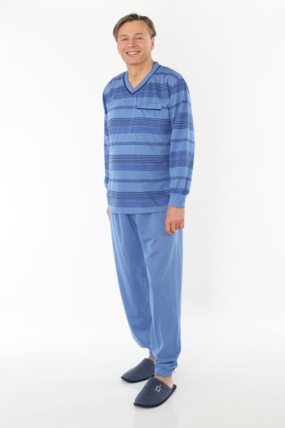 Pajamas Men's long Shirt+Pants Sleepwear Nightwear