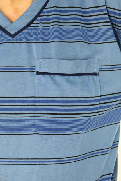 Pajamas Men's long Shirt+Pants Sleepwear Nightwear