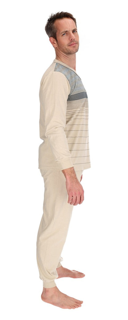Pajamas Men's long Shirt+Pants Sleepwear Nightwear