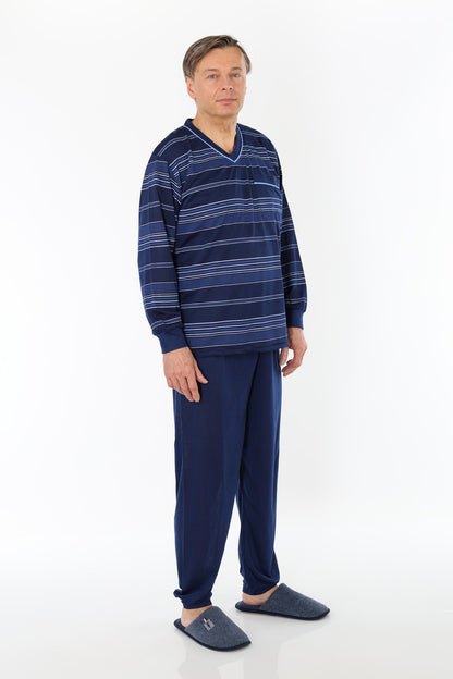 Pajamas Men's long Shirt+Pants Sleepwear Nightwear