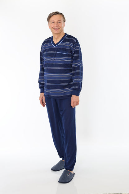 Pajamas Men's long Shirt+Pants Sleepwear Nightwear
