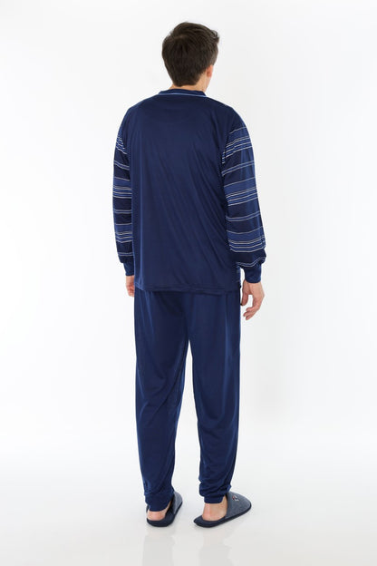 Pajamas Men's long Shirt+Pants Sleepwear Nightwear