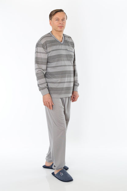 Pajamas Men's long Shirt+Pants Sleepwear Nightwear