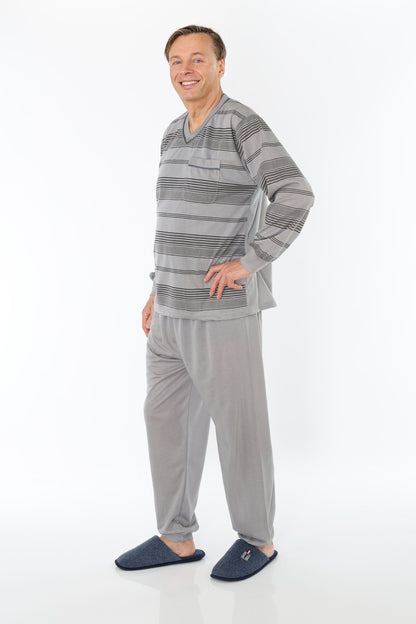 Pajamas Men's long Shirt+Pants Sleepwear Nightwear