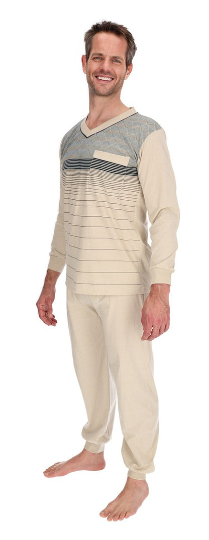 Pajamas Men's long Shirt+Pants Sleepwear Nightwear
