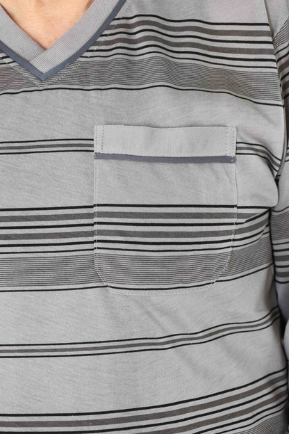 Pajamas Men's long Shirt+Pants Sleepwear Nightwear
