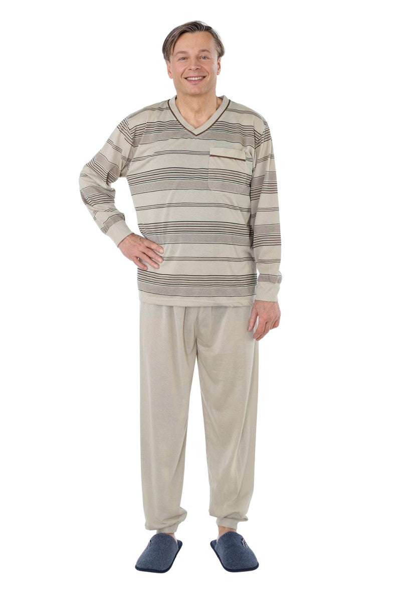 Pajamas Men's long Shirt+Pants Sleepwear Nightwear