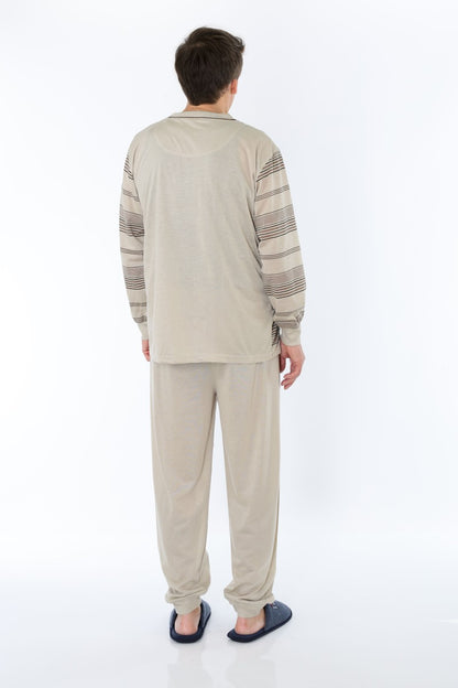 Pajamas Men's long Shirt+Pants Sleepwear Nightwear