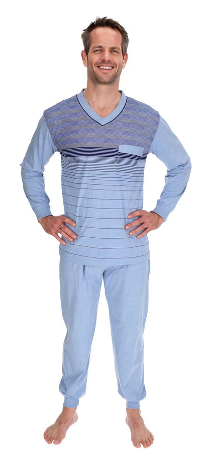 Pajamas Men's long Shirt+Pants Sleepwear Nightwear