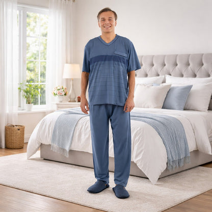 Pyjama Herren lang Schlafanzug Schlafkleidung Nachtwäsche
