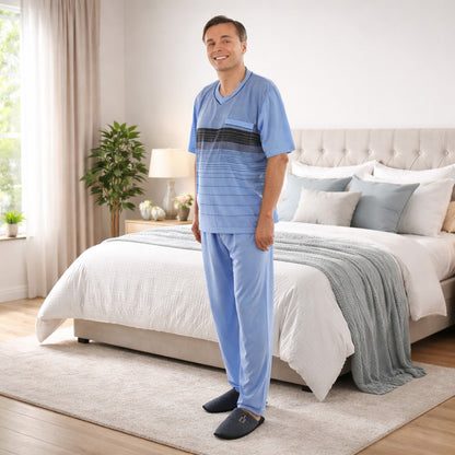 Pyjama Herren lang Schlafanzug Schlafkleidung Nachtwäsche