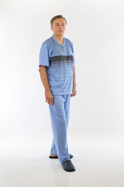 Pyjama Herren lang Schlafanzug Schlafkleidung Nachtwäsche