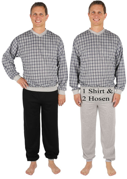 Pyjama Herren lang Schlafanzug Schlafkleidung Nachtwäsche