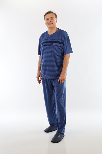 Pyjama Herren lang Schlafanzug Schlafkleidung Nachtwäsche