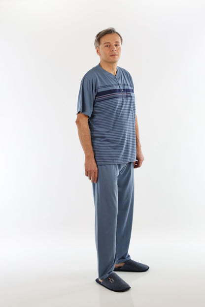 Pyjama Herren lang Schlafanzug Schlafkleidung Nachtwäsche