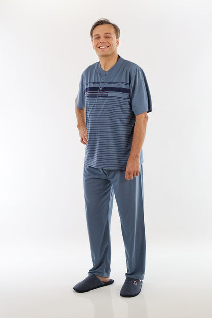 Pyjama Herren lang Schlafanzug Schlafkleidung Nachtwäsche