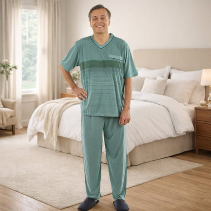 Pyjama Herren lang Schlafanzug Schlafkleidung Nachtwäsche