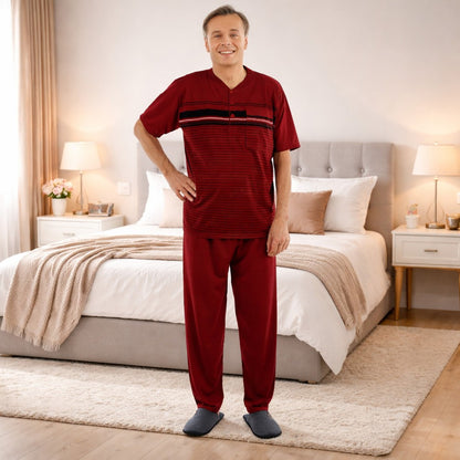 Pyjama Herren lang Schlafanzug Schlafkleidung Nachtwäsche
