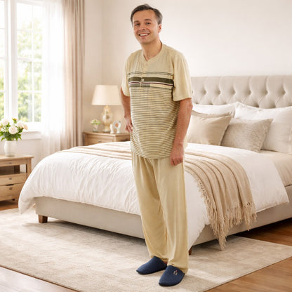 Pyjama Herren lang Schlafanzug Schlafkleidung Nachtwäsche