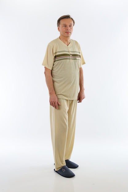 Pyjama Herren lang Schlafanzug Schlafkleidung Nachtwäsche