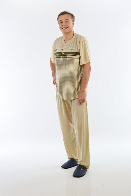 Pyjama Herren lang Schlafanzug Schlafkleidung Nachtwäsche