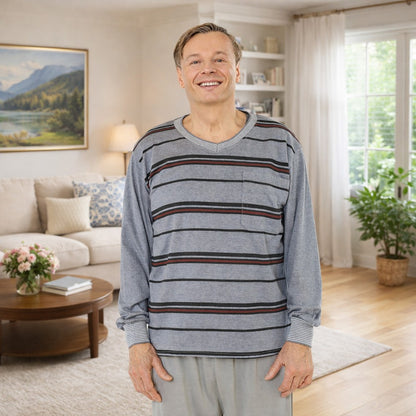 Pyjama Herren lang Schlafanzug Schlafkleidung Nachtwäsche