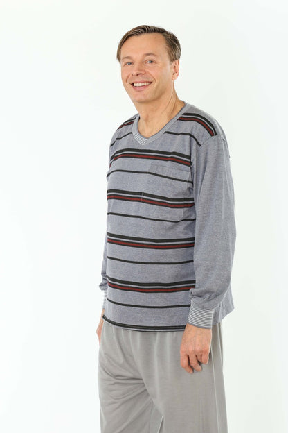 Pyjama Herren lang Schlafanzug Schlafkleidung Nachtwäsche