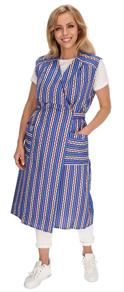 Wickelkleid Kittel Schürze Wickelkittel Hauskleid Wickelschürze Baumwolle