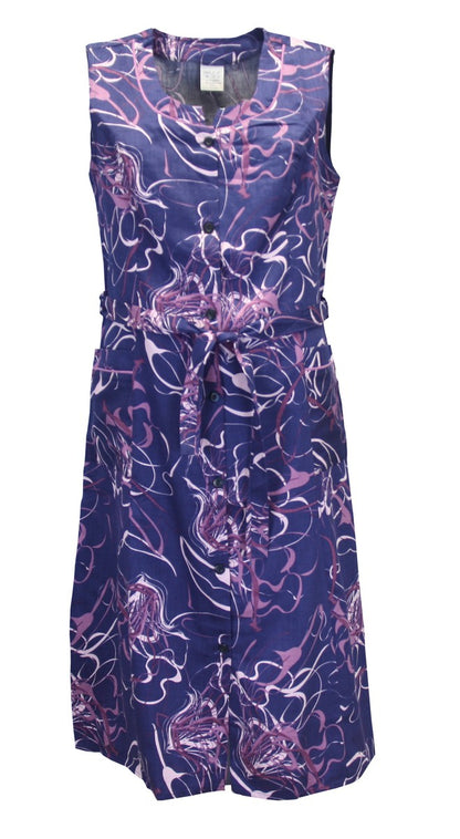 Knopfkittel Satin bunt Kochschürze Hauskleid Kittel Schürze ohne Arm