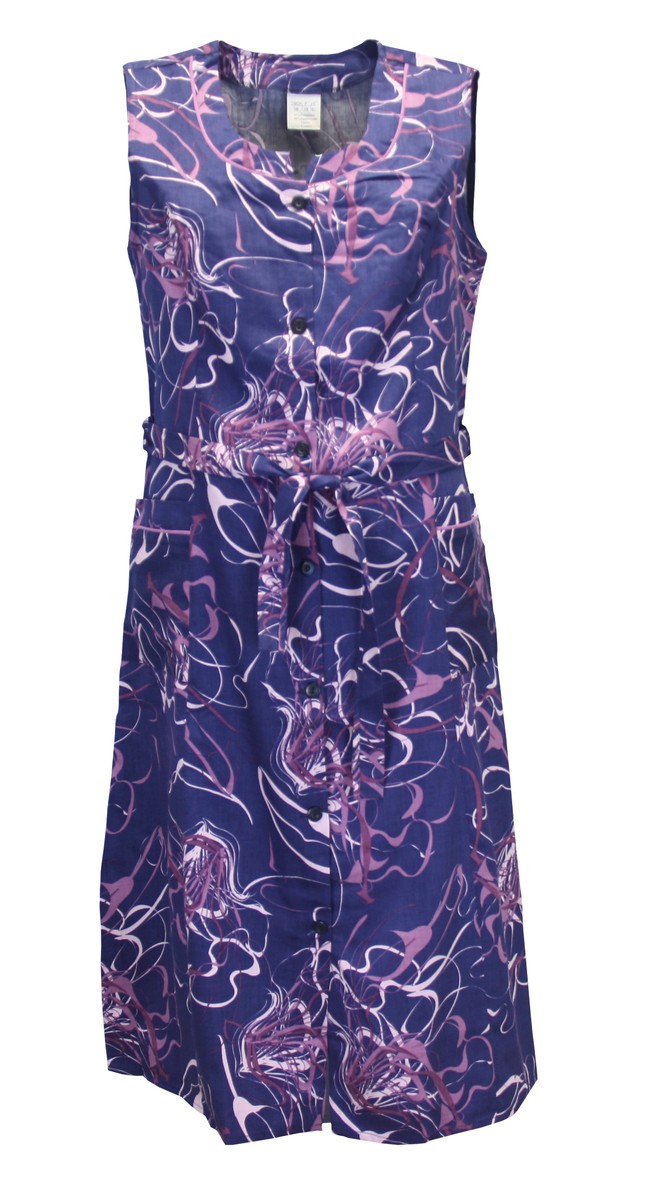Knopfkittel Satin bunt Kochschürze Hauskleid Kittel Schürze ohne Arm