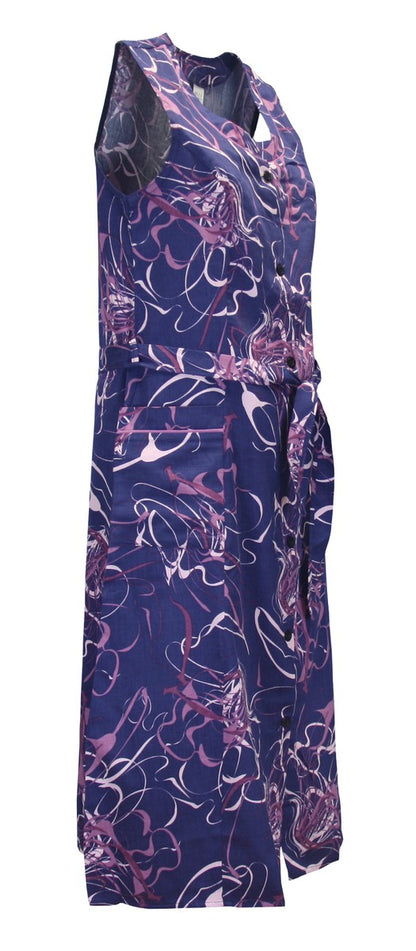 Knopfkittel Satin bunt Kochschürze Hauskleid Kittel Schürze ohne Arm