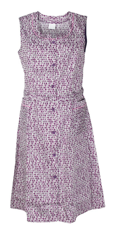 Knopfkittel Satin bunt Kochschürze Hauskleid Kittel Schürze ohne Arm