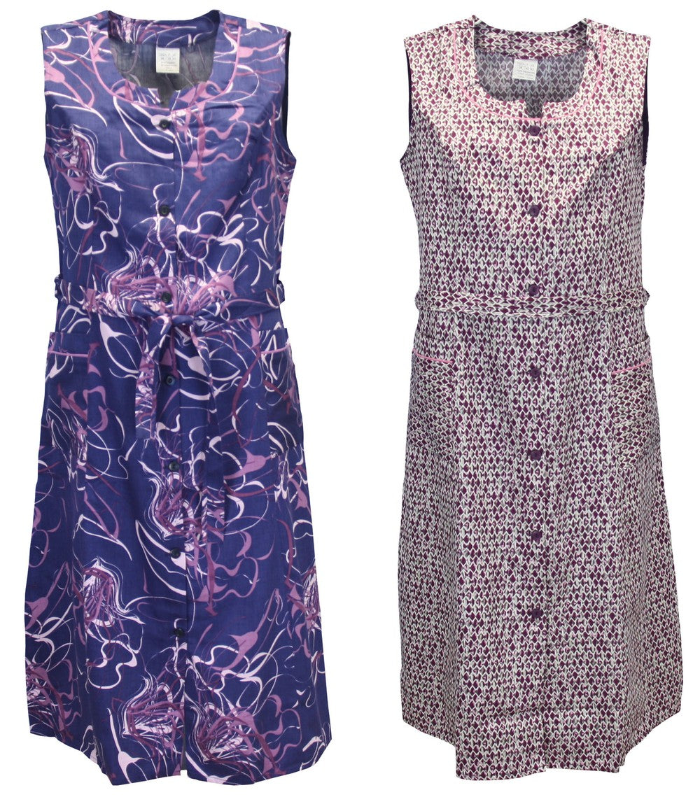 Knopfkittel Satin bunt Kochschürze Hauskleid Kittel Schürze ohne Arm