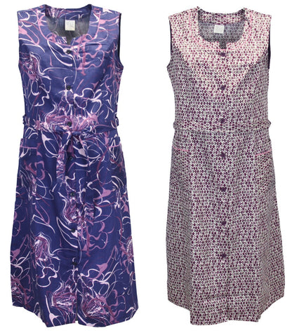 Knopfkittel Satin bunt Kochschürze Hauskleid Kittel Schürze ohne Arm